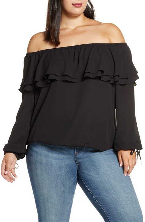 michael michael kors off the shoulder top black 